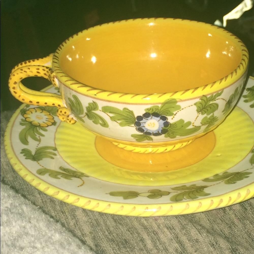 Handpainted Italian cup and saucer